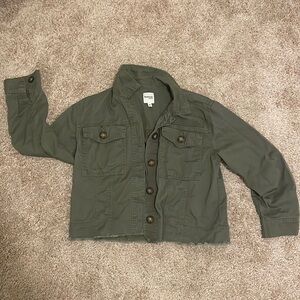 Kensie Jeans Lightweight Utility Olive Green Button Down Jacket